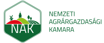 A Nemzeti Agrárkamara (nak) logója zöld, hatszögletű pajzzsal, vidéki illusztrációval és a nak betűszóval.