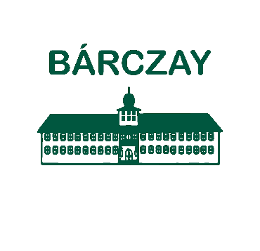 A bárczay logója egy stilizált zöld illusztrációval egy központi kupolával és bejárattal, tiszta háttér előtt.