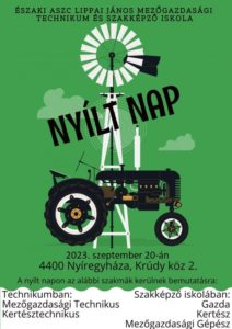 Mezőgazdasági technikum nyíltnap esemény plakátja