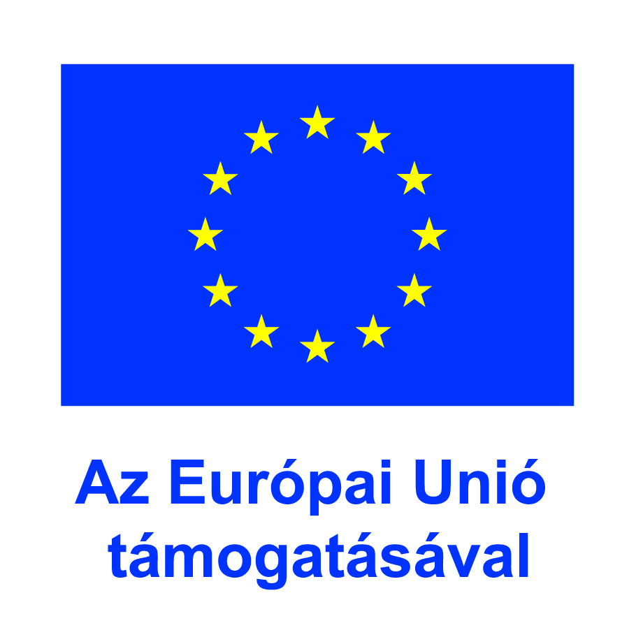 Kék zászló tizenkét sárga csillagból álló körrel a közepén, amely az Európai Uniót jelképezi. A zászló alatt magyar szöveggel az „Az Európai Unió támogatásával” felirat olvasható, ami azt jelenti, hogy „Az Európai Unió támogatásával.