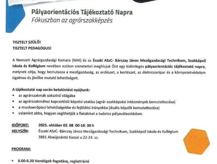 Bárczay meghívó pályaorientációs lap