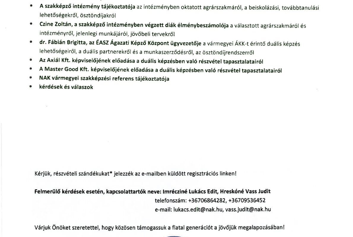 Meghívó Vay iskola pályaorientációs nap